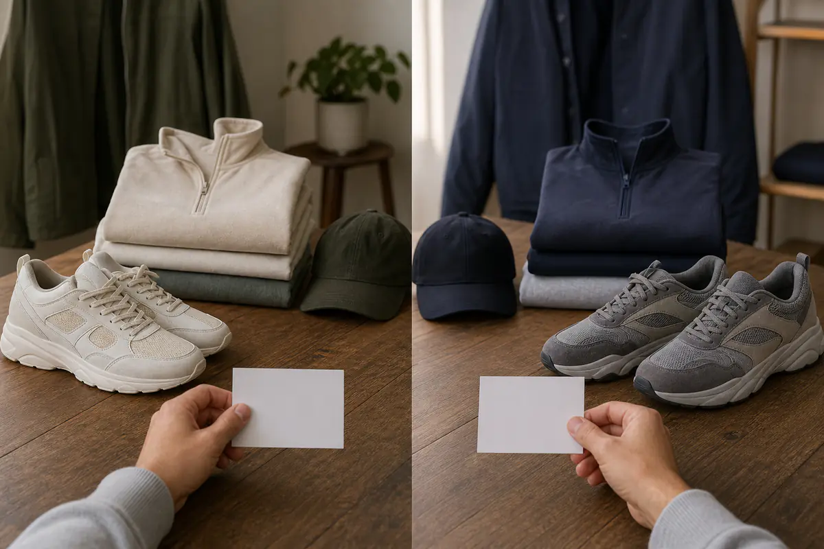Two balanced fictional unbranded premium trainer and streetwear routes compared side by side